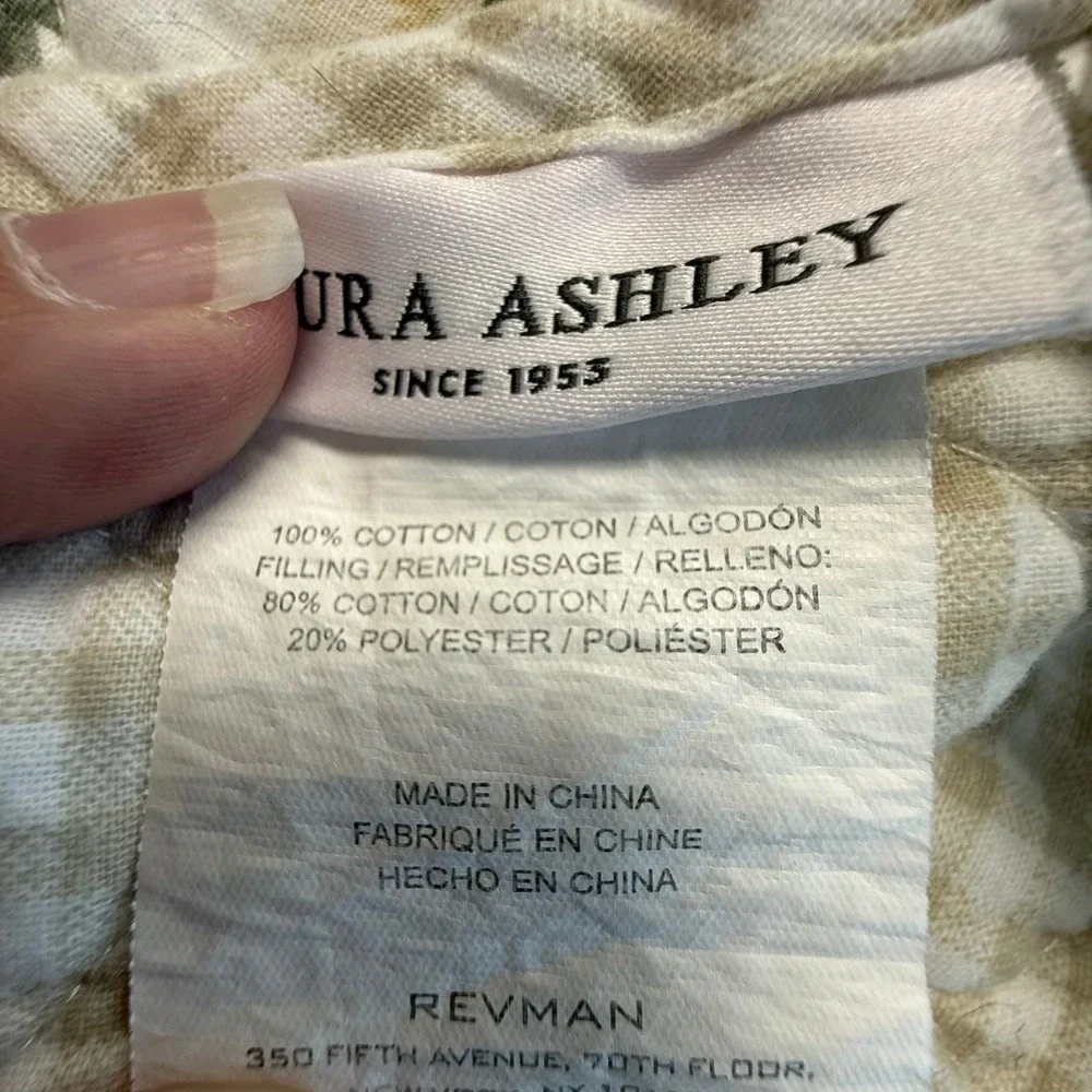 Laura Ashley Floral Gingham Reversible Quilt Queen Cotton Cottagecore Cream Pink